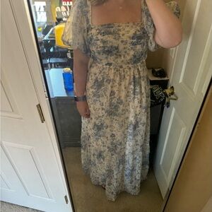 Abercrombie & Fitch Blue and Cream Floral Maxi Dress